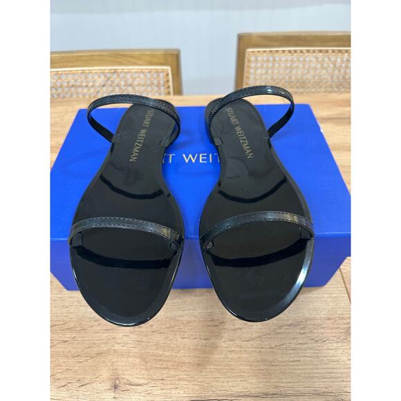 Stuart Weitzman Sawyer Slide Black Semi Shine Rubber 10 NIB Minimalist Vacation - Picture 5 of 15